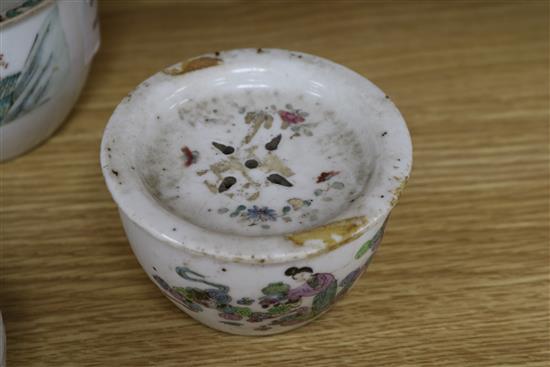 A group of Chinese straits porcelain bowls and covers tallest 12cm